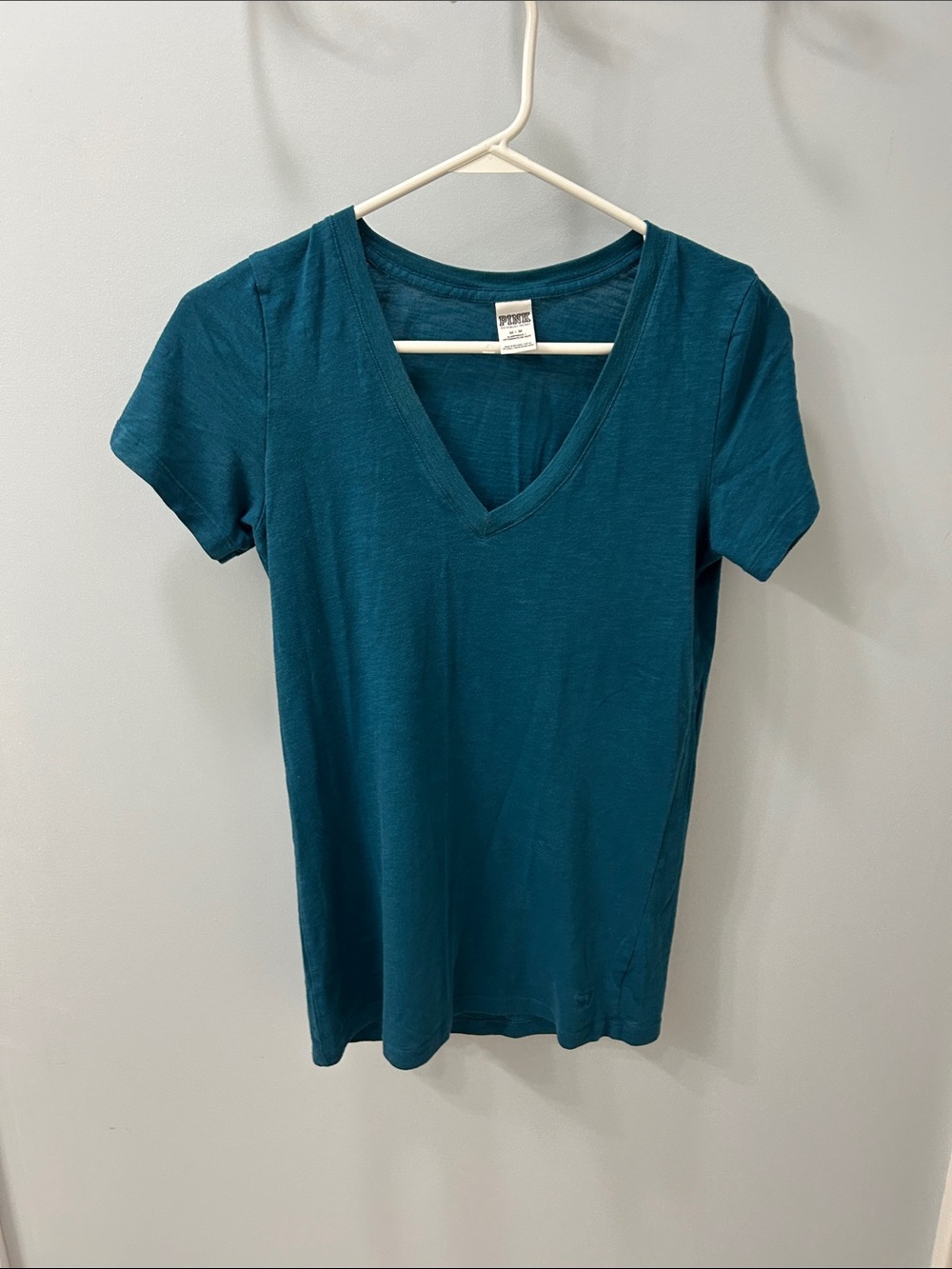 PINK Victoria's Secret Teal V-Neck Short Sleeve Tee